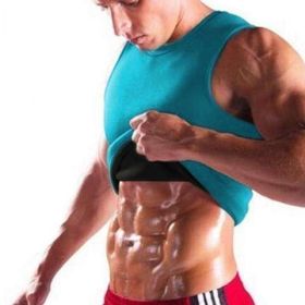 MEN'S BODY SHAPING NEOPRENE SAUNA VEST With LOGO (Option: Blue-S)